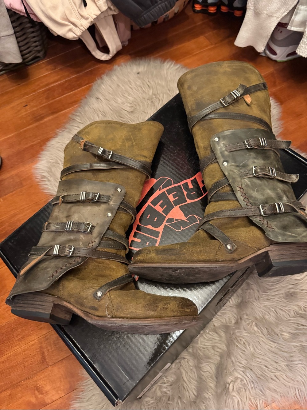 Freebird Rylie Olive Green Lace-Up Strap Boots
